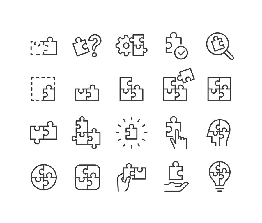 Puzzle Icons - Classic Line Series Drawing by -victor-