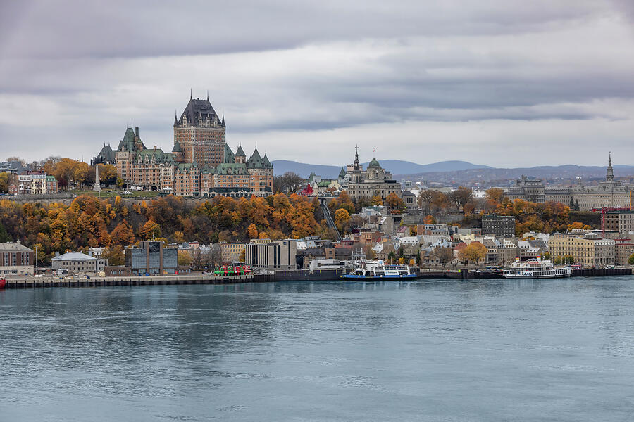Quebec City Skyline in Autumn Photograph - Quebec City Skyline in Autumn by John Twynam