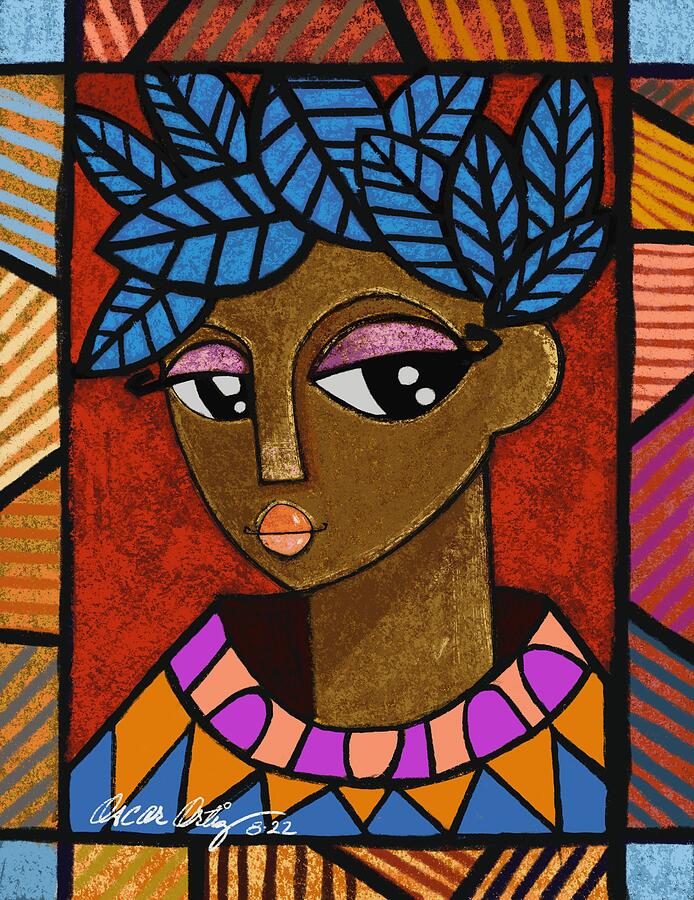 Colorful Geometric Portrait Digital Art - Queen Zolhe by Oscar Ortiz