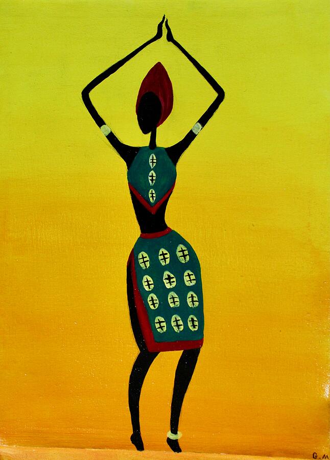 Elegant Dancer Silhouette Painting - R-3 by Ghada Malik
