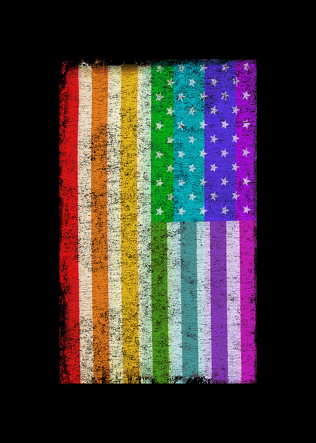Rainbow Us Flag Digital Art by Flippin Sweet Gear