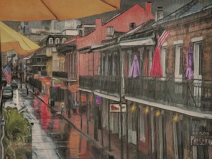 Rainy Day Bourbon Street - Left Painting by Jeffrey Kolker