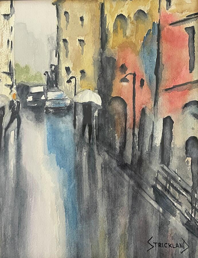 Rainy Street Painting by Judy Strickland