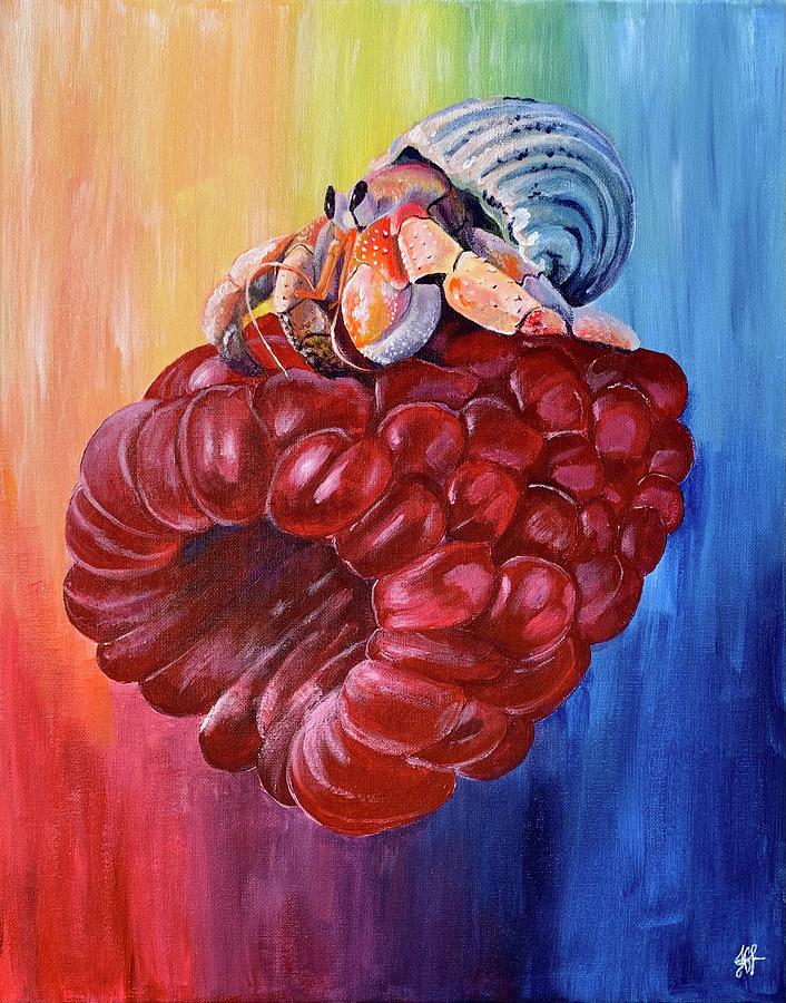 Raspberry Crab Painting by Blank Page