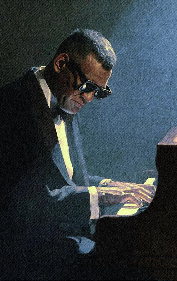Jon Springfield Ray Charles at the Piano Painting by John Springfield - Metal Posters