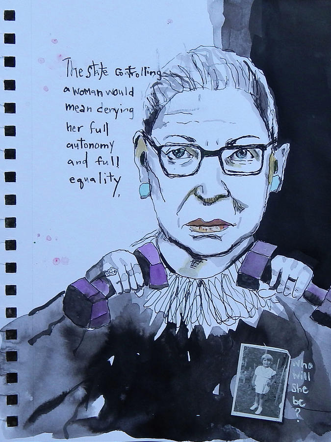 RBG Lifts Weights Mixed Media by Mary Conner