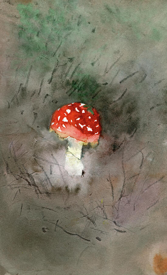 Red Amanita Muscaria Mushroom Painting by Elizabeth Reich