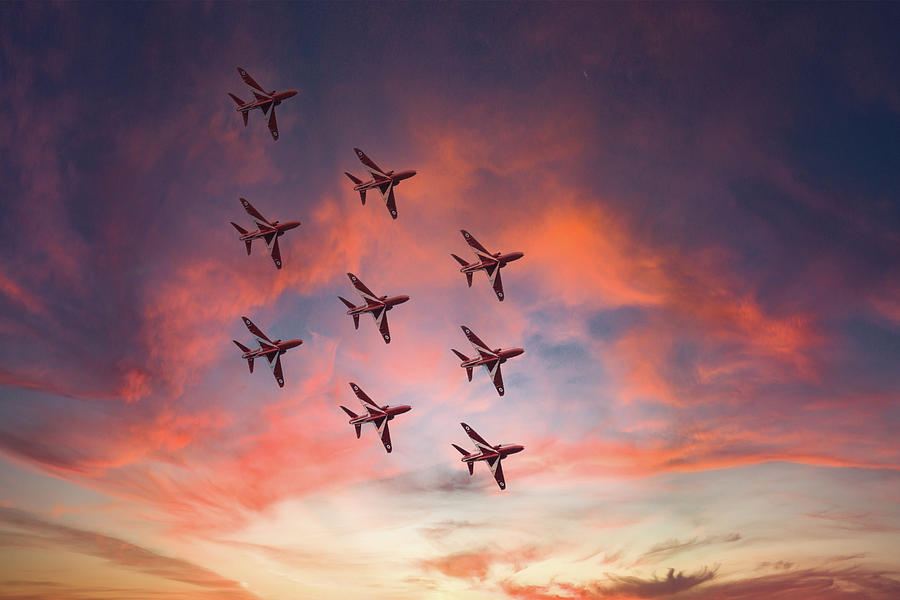 Red Arrows over Eastbourne Photograph by Andrew Lalchan