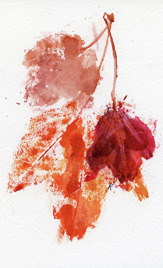Red Maple Leaves Organic Bouquet Painting by Elizabeth Reich