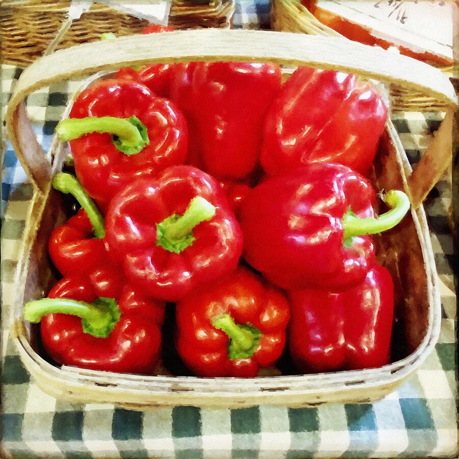 Basket of Red Bell Peppers Photograph - Reddest of Peppers by Onedayoneimage Photography
