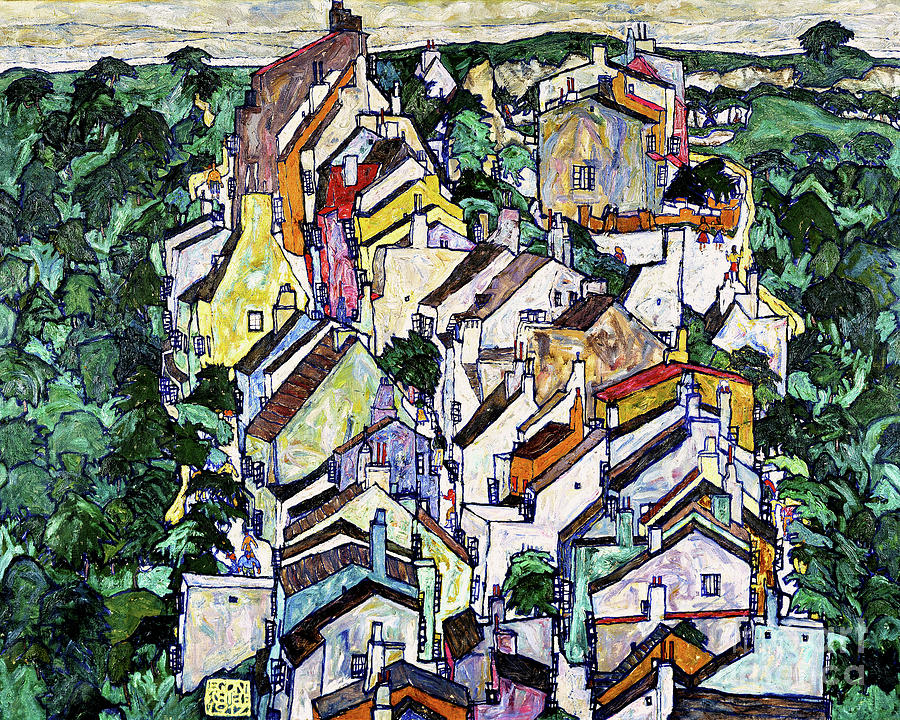 Remastered Art Town Among Greenery The Old City III by Egon Schiele  20231219 by Wingsdomain Art and Photography