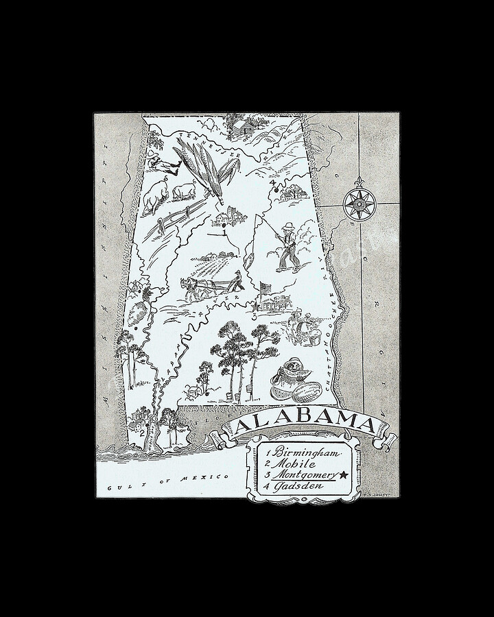 Retro Alabama Map Digital Art by Flippin Sweet Gear