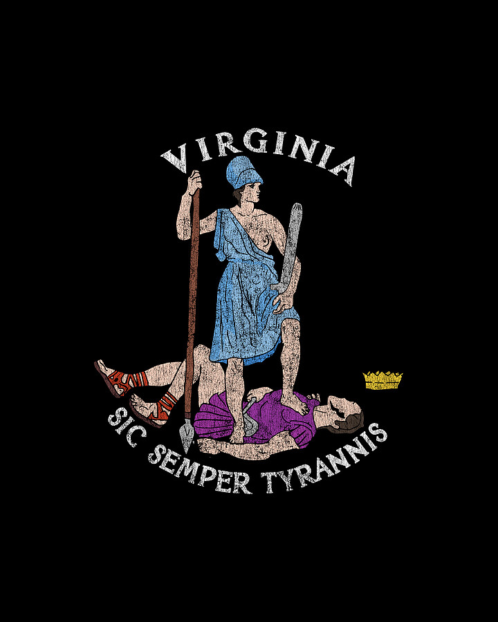 Retro Seal of Virginia Sic Semper Tyrannis Digital Art by Flippin Sweet Gear