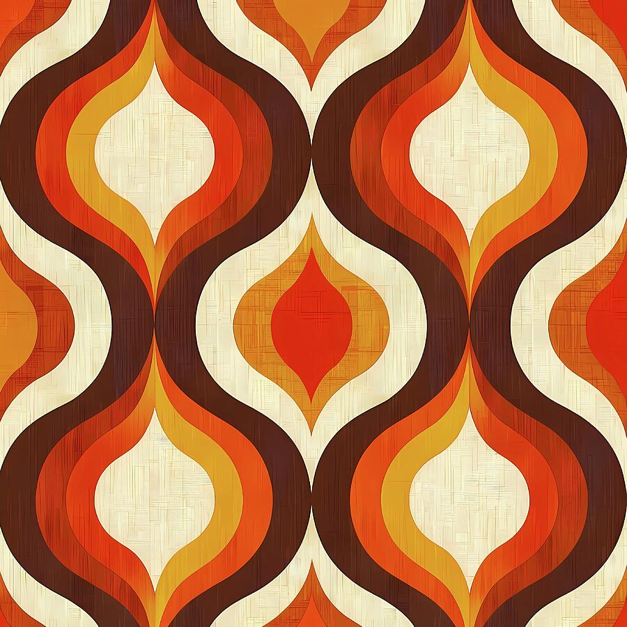 Retro_70s_patterns_warm_colors_funky_shapes_nostalgic_No 1 Digital Art by Andre Petrov