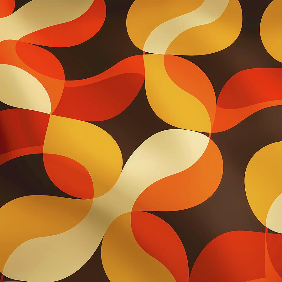 Retro_70s_patterns_warm_colors_funky_shapes_nostalgic_No 3 Digital Art by Andre Petrov