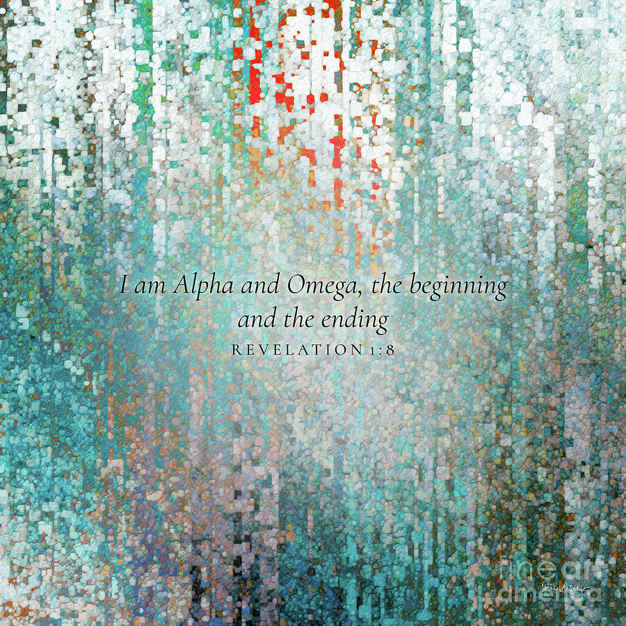 Revelation 1 8 Bible Verse Wall Art, I Am Alpha And Omega Painting by Mark Lawrence
