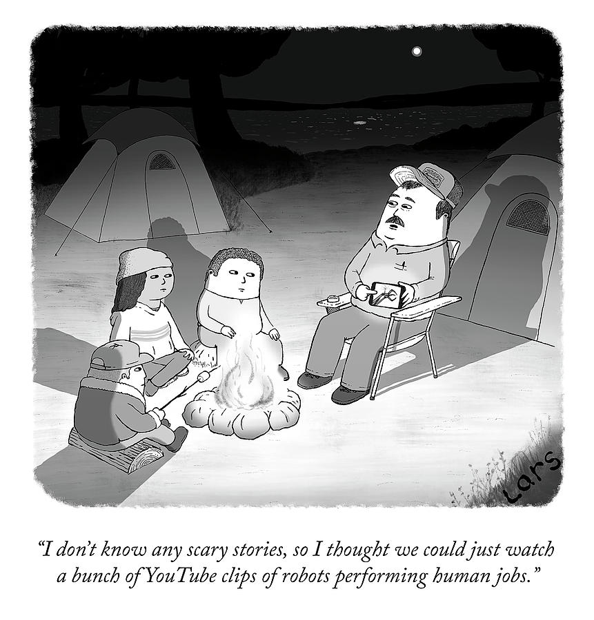 Robots Performing Human Jobs Drawing by Lars Kenseth