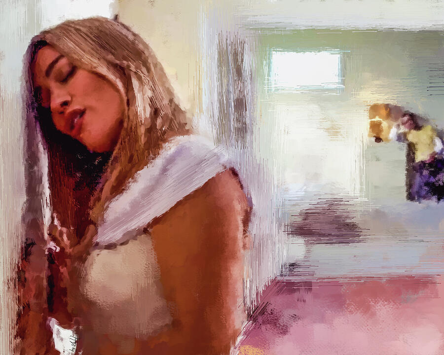 Woman Relaxing by a Wall Digital Art - Roommates by Gradify Creations