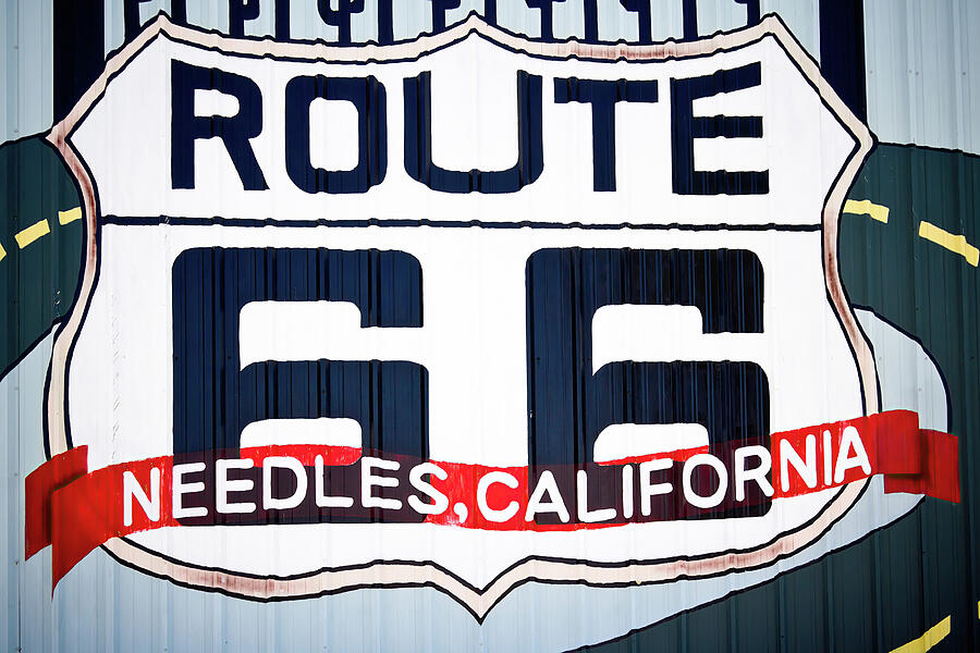 Route 66 in Needles Sign Photograph - Route 66 Garage Sign - Needles, California by Tatiana Travelways