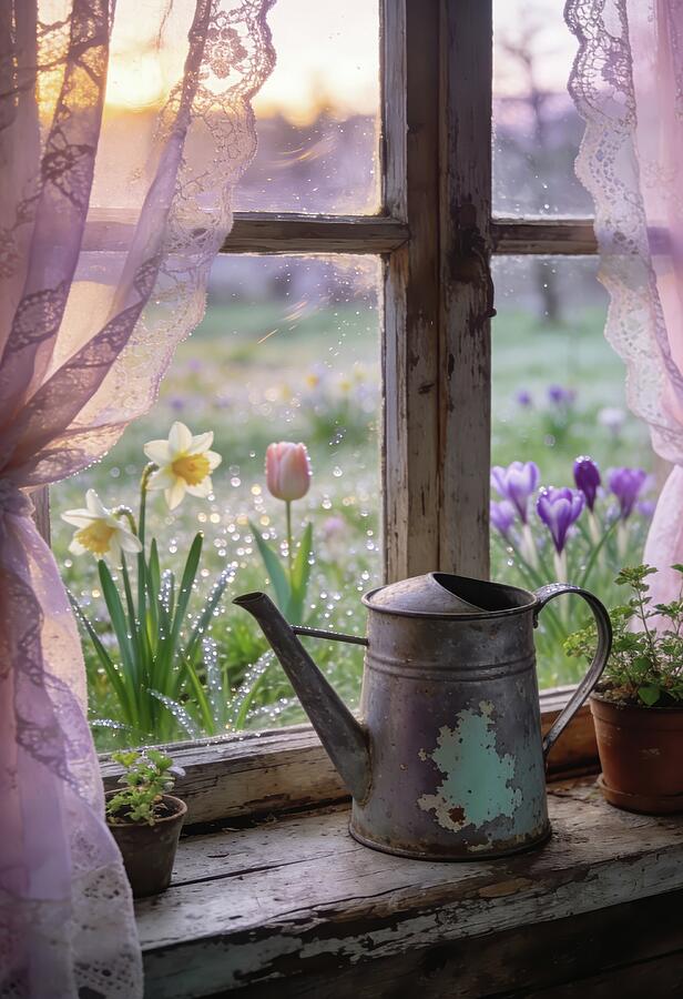 Rustic Outside Spring Pictures Rustic Window And Spring Garden Digital Art by Matthias Hauser - Metal ...