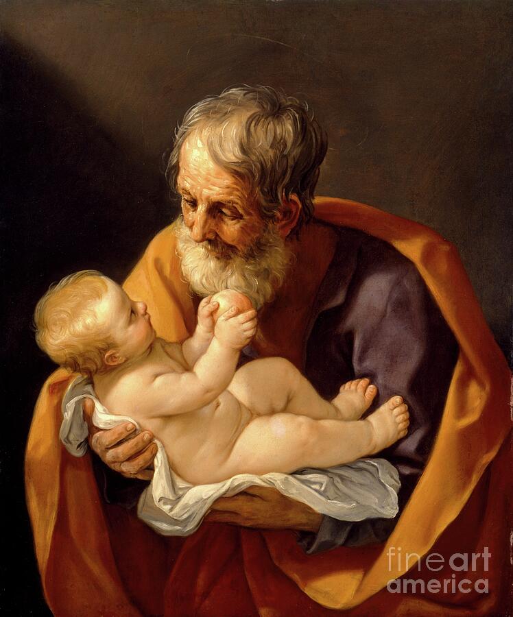 Saint Joseph and the Christ Child, Guido Reni, c. 1640 - religious art print