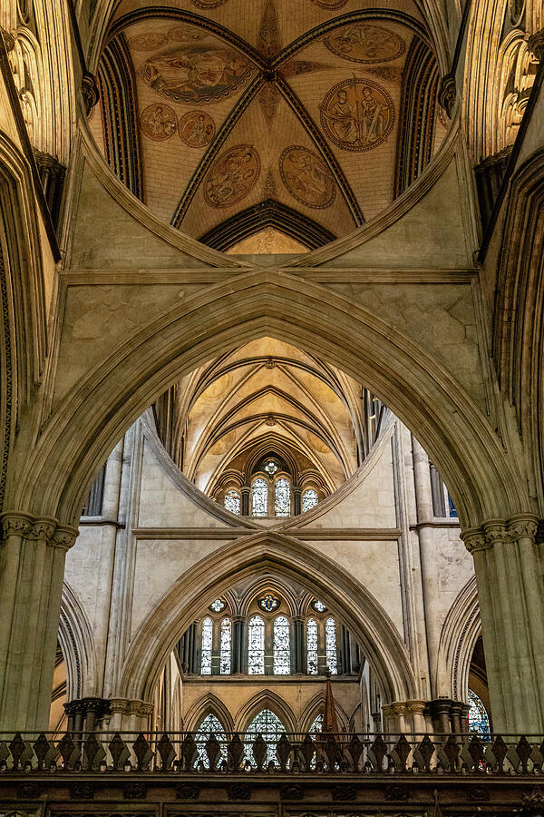 Gothic Cathedral Interior Architecture Photograph - Salisbury Cathedral Interior Architecture by Shirley Mitchell
