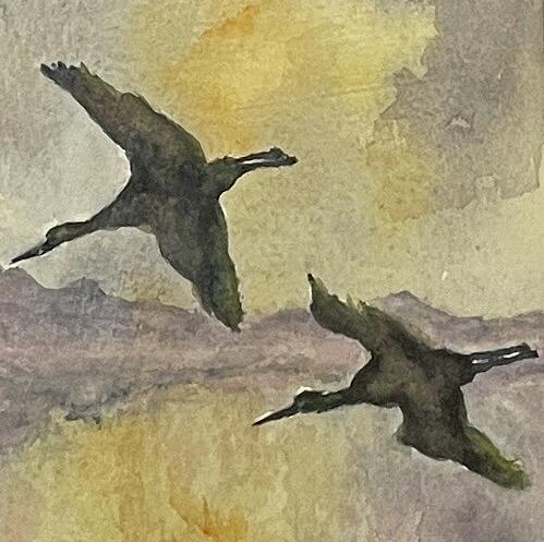 Sandhill Cranes Painting by Judy Strickland