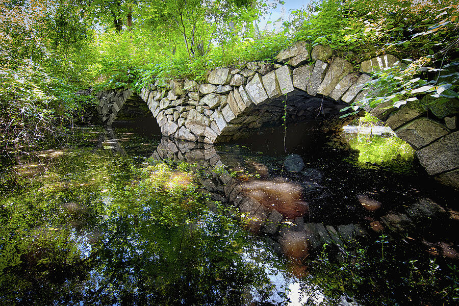 Stone Bridge Over Tranquil Pond Photograph - Sands Bridge Reflections by Steven Nelson