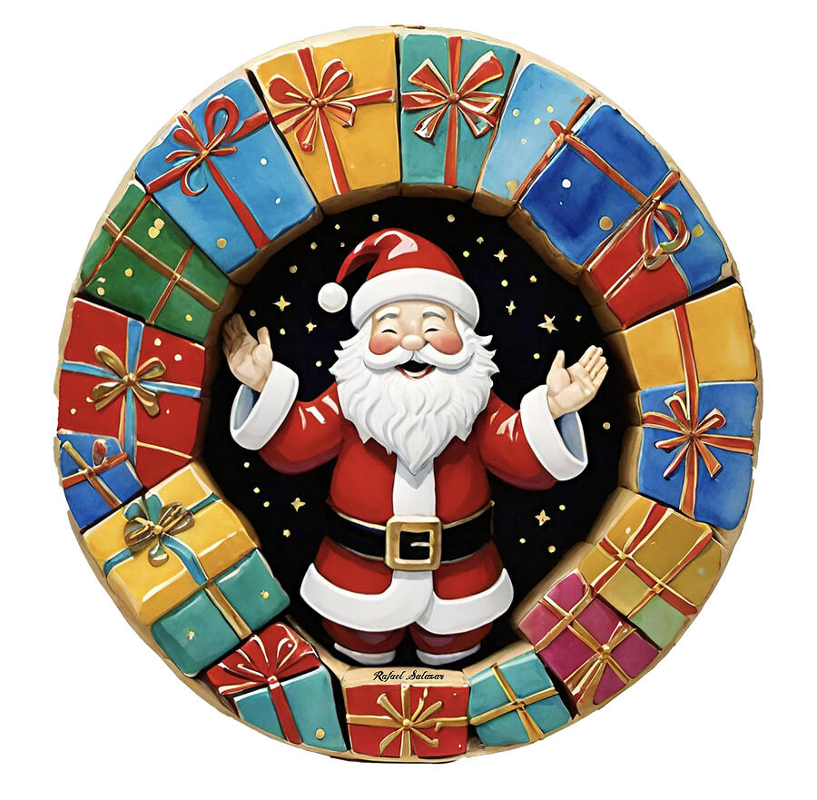 Santa Circle of Joy Digital Art by Rafael Salazar
