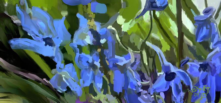 Sapphire Serenade- Floral Art Work Painting by Sonja Kraft