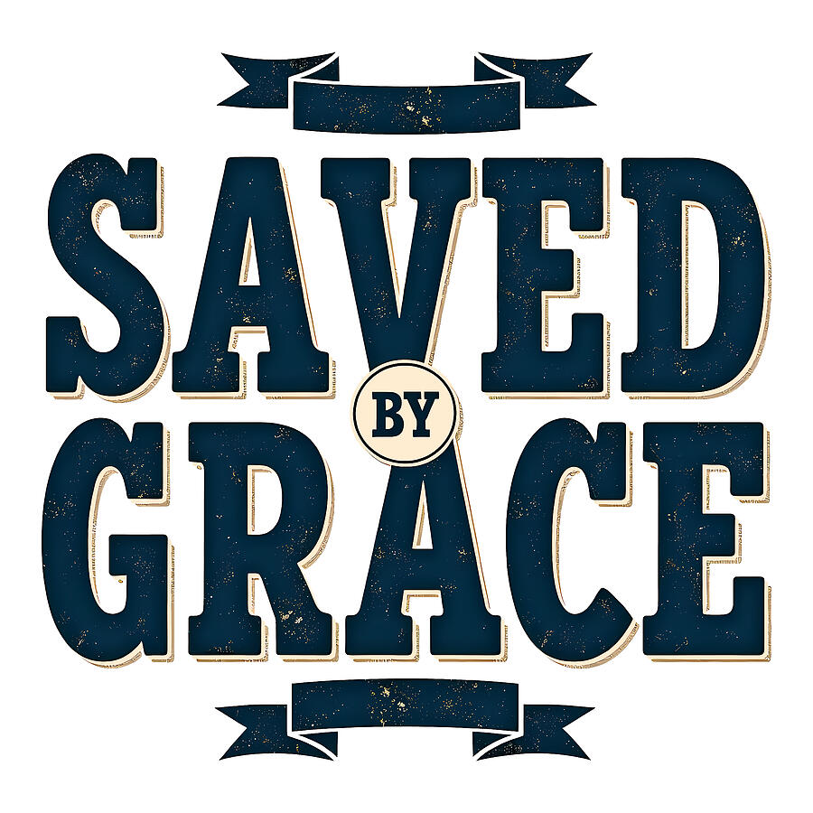Saved By Grace Ephesians Verse Digital Art by Reeves Abram - Pastor Reeves Studio - Metal Posters