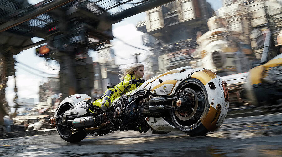 Motorcycle Riders Pooh Scarlett Johansson Cyberpunk Pursuit Digital Art by Julia The Pooh ...