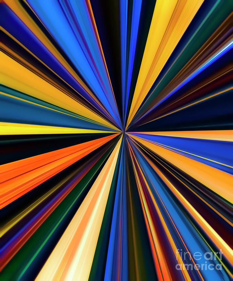 Vibrant Radial Burst Digital Art - Scrap Pipes Abstract by William Gunn