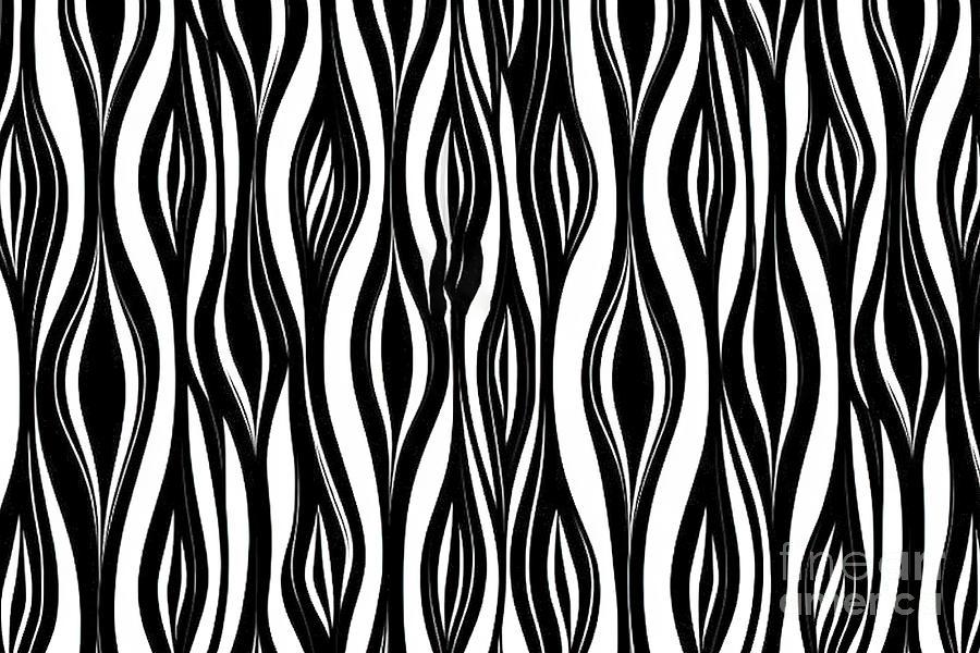Seamless Teardrop Ogee Pinstripe Pattern Made Of Wonky Hand Drawn Black ...