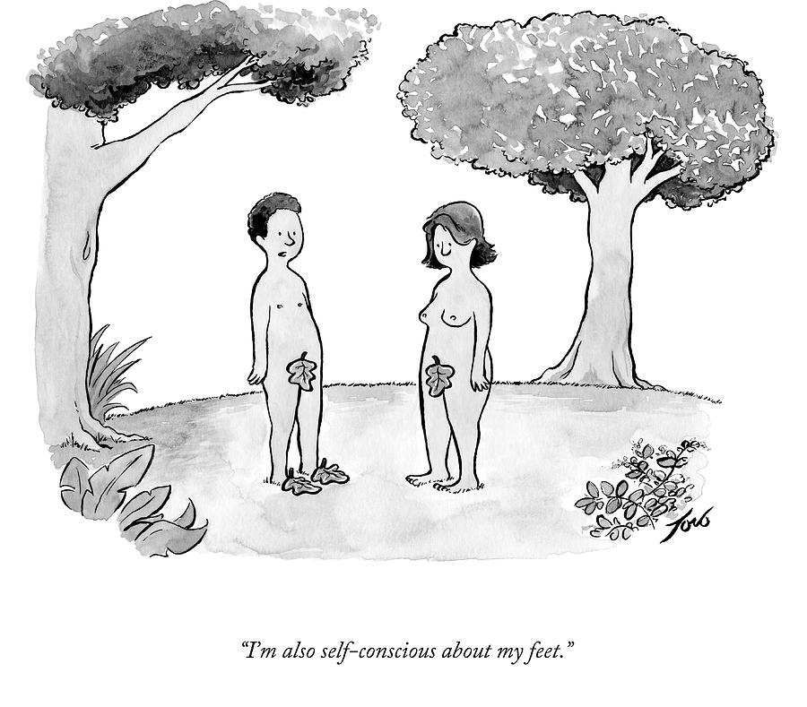 Self Conscious About My Feet Drawing by Tom Toro