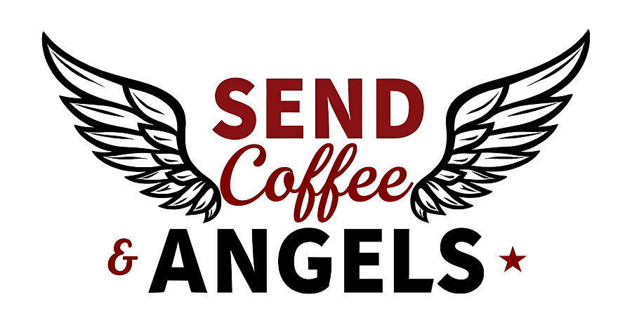 Send Coffee and Angels Logo with Wings Digital Art by Reeves Abram - Pastor Reeves Studio - Metal Posters