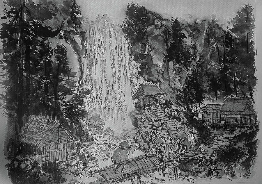 Serene Mountain Waterfall by Sam Okamoto