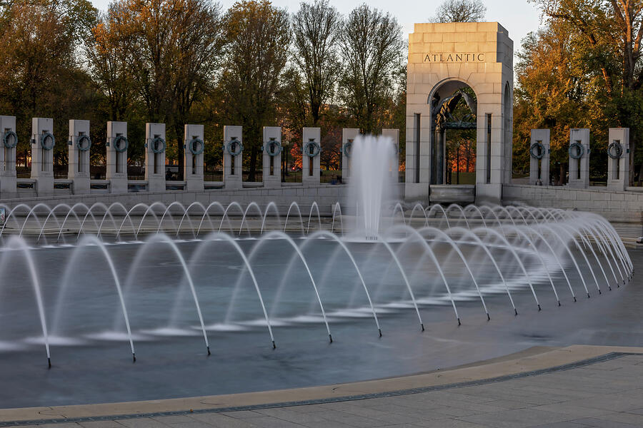 Serene WWII Memorial Fountain Photograph by John Twynam