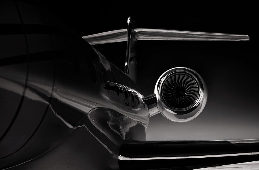 Sleek Jet Engine Close-Up Photograph - Shadowform Elegance in Flight by Dave Koch - Aircraft Photography