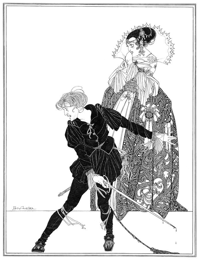 Hamlet and Gertrude in The Duel Drawing - Shakespeare Hamlet illustrations by John Austen - The Duel by John Archibald Austen