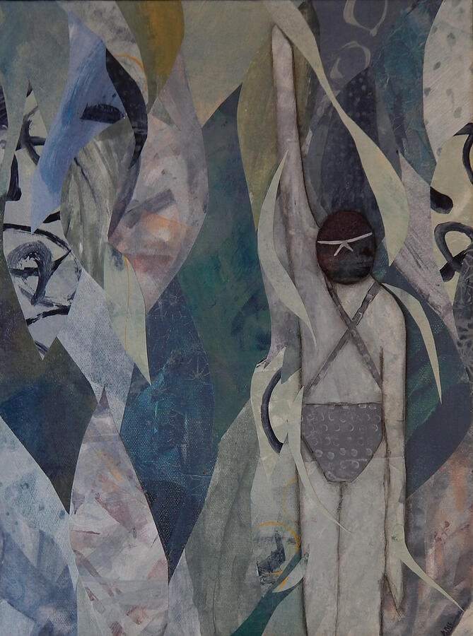 Abstract Figure in Surreal Landscape Mixed Media - She Swims by Mary Conner