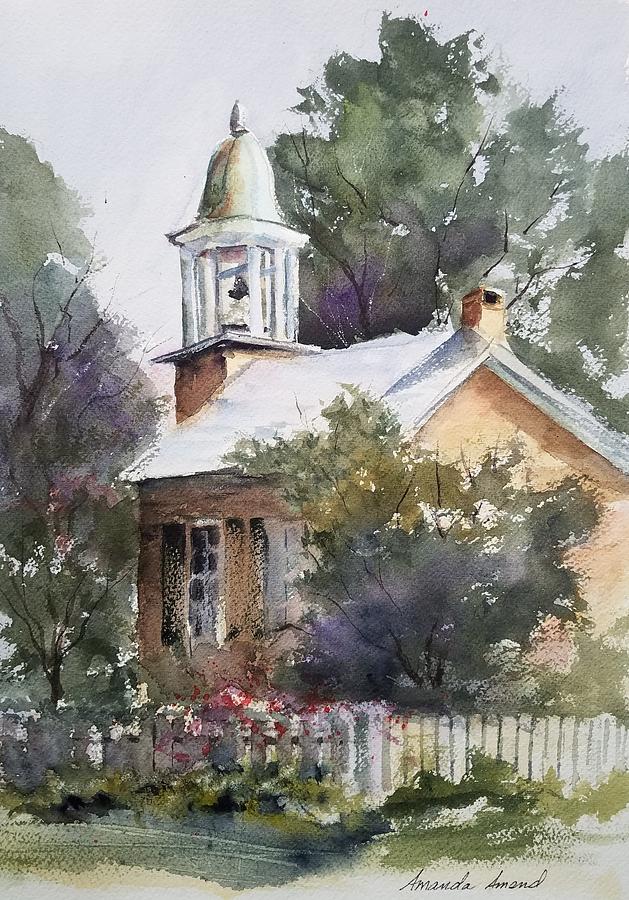 Shelburne Schoolhouse Painting by Amanda Amend
