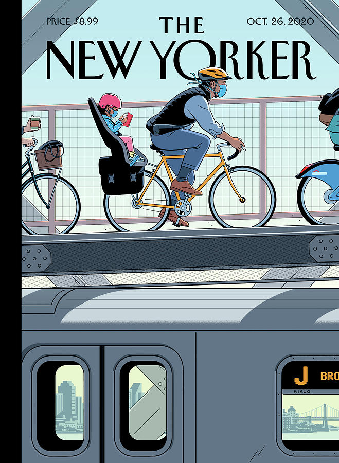 Cyclists Overlooking Subway Digital Art - Shifting Gears by R Kikuo Johnson