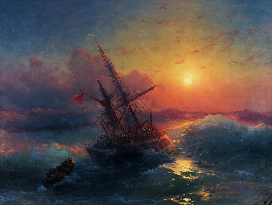 Shipwreck, 1883 Painting by Ivan Aivazovsky - Metal Posters