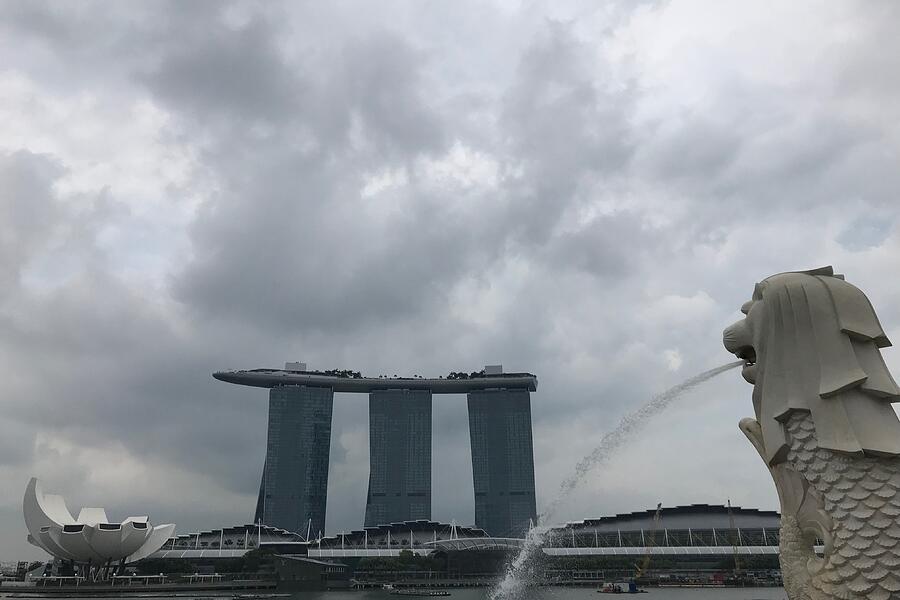 Singapore Skyline, Merlion and Marina Bay Sands Photograph by Travel Essayist