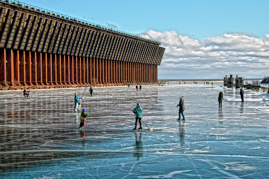 Skating at the Ore Dock Photograph by Vi Ray