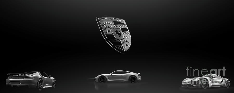 Sleek Sports Cars with Iconic Emblem Photograph - Sleek Porsche Sports Cars with Iconic Emblem by Stefano Senise