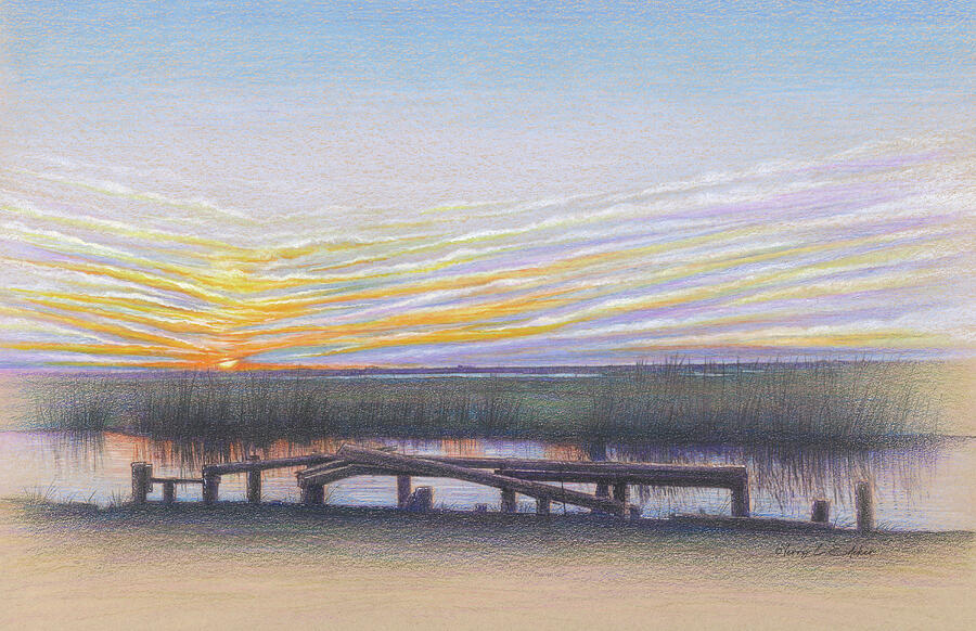 Slidell Sunset Drawing by Terry Edeker