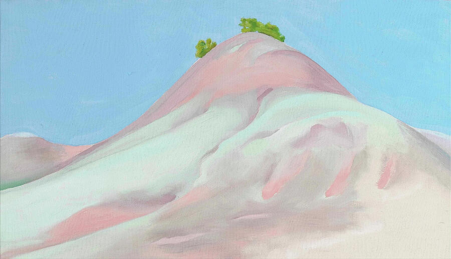 Small lavender and grey-green hill - Pastel desert landscape Painting by Georgia OKeeffe
