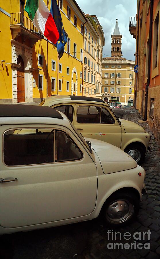 Vintage Cars on Italian Street Photograph - Small Vintage Cars on Italian Street by Stefano Senise